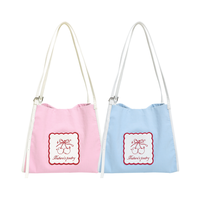 Sac fourre-tout en toile coréen personnalisé pour femme, imprimé, avec deux anses, grande capacité, pour l'été, vente en gros, OEM, ODM