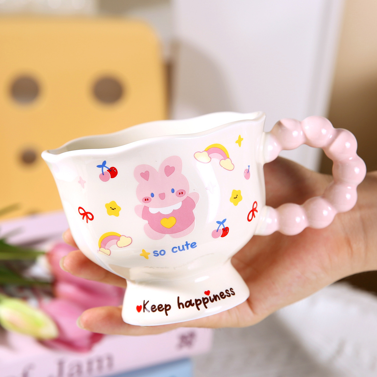 Pink 2 Happy rabbit single cup