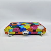 Nouvelle Pochette de Soirée Transfrontalière en Cuir Véritable avec Strass Effet Arc-en-ciel, Style Européen-Américain, pour Banquet, pour Femme