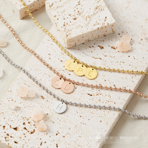 Joyería Inspire, collar con inicial de disco múltiple, collar de cadena de bolas con cuentas delicadas para mujer, regalo de dama de honor personalizado para ella - Product Image 2