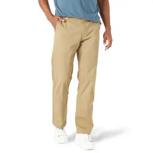 Celana panjang regang pria, Logo kustom kasual kaki lurus katun spandeks campuran celana Chino