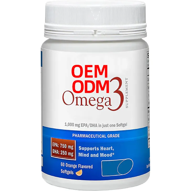 1000 mg hương vị cam Omega 3 dầu cá bổ sung Softgels, dược phẩm cấp EPA & DHA cho não