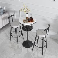 Table de bar ronde sur pieds hauts Donna Marble Nordic – Durable et écologique pour usage commercial dans les salons de thé sur balcon