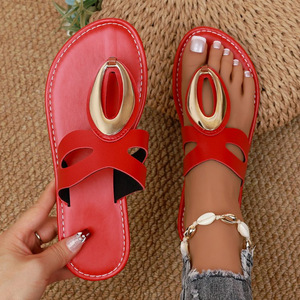 Sandali piatti da donna stile fatina con stampa leopardata, leggeri, estivi, con chiusura a bottone, in tessuto elasticizzato, alla moda, con dettagli metallici. - Product Image 5