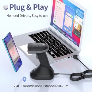 Escáner de código de barras portátil con base de carga inalámbrica Bluetooth 2D QR USB con detección automática, tipo pistola, sin cable, para minoristas, almacenes y logística - Product Image 6