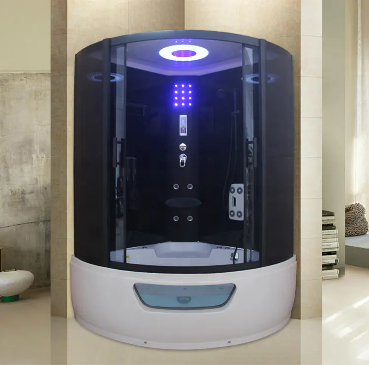 Black Bathroom Luxury Shower Cabins Complete Bath Shower Room Indoor Whirlpool Massage Cheap Steam Rooms