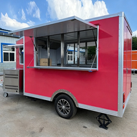 Kiosque mobile carré spacieux de 3 m avec cuisine complète et fenêtre de service pour la vente de crêpes, de hot-dogs, de snacks et de nourriture