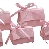 Boîte cadeau élégante pour bonbons avec nœud, emballage de mariage en papier avec chaîne de perles