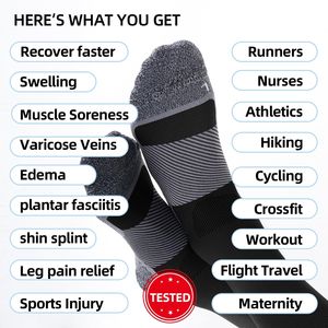 <span class=keywords><strong>Bas</strong></span> <span class=keywords><strong>de</strong></span> compression en spandex pour voyage avec logo personnalisé Chaussettes <span class=keywords><strong>de</strong></span> compression graduées 20-30mmhg médicales - Product Image 6
