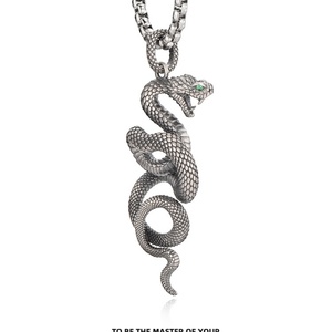 Collar con Colgante de Serpiente Vintage, Acero Inoxidable, Joyería Gótica Punk, Amuleto Retro con Serpiente, Collar de Moda para Hombre y Mujer - Product Image 4