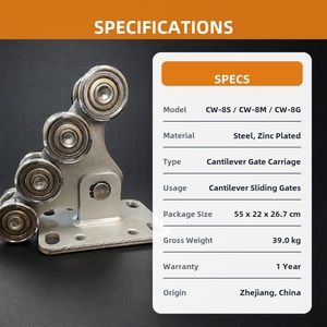 Rodillo Moderno <span class=keywords><strong>para</strong></span> Puerta Corredera Cantilever, 8 <span class=keywords><strong>Ruedas</strong></span>, Acero Galvanizado, Kit <span class=keywords><strong>de</strong></span> Herrajes Duraderos <span class=keywords><strong>para</strong></span> Puertas <span class=keywords><strong>de</strong></span> Patio - Product Image 5