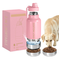 OEM 3 en 1, gamelles pour chien en acier inoxydable à double paroi avec couvercle magnétique, bouteille d'eau pour animaux de compagnie, pour les voyages en plein air