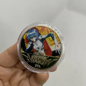 Venta caliente Artesanía de metal Anime japonés Moneda de desafío chapada en oro falso para comprar