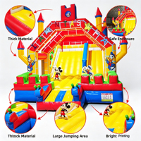 Castillo inflable personalizado con tobogán y diseño de personaje de dibujos animados, de PVC de 0.55 mm, para alquiler en eventos infantiles.