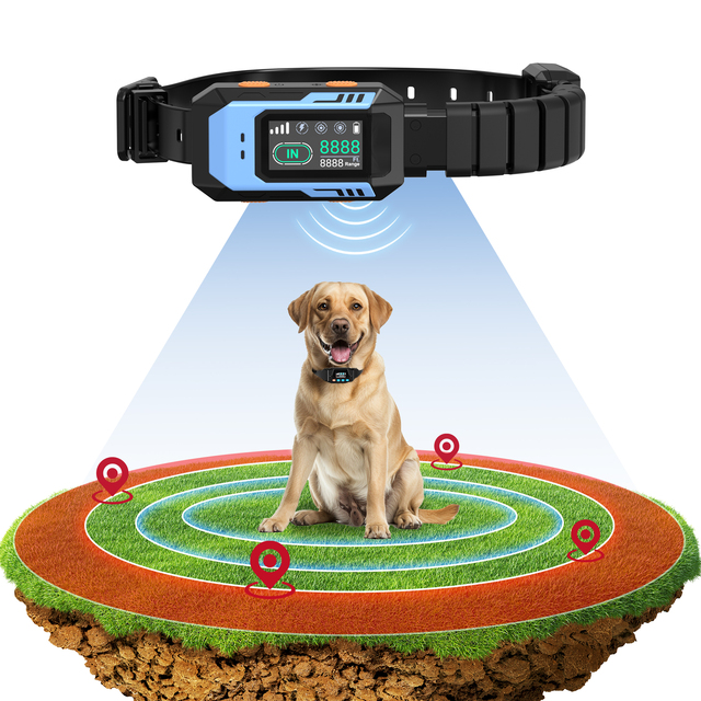 9999 FT Outdoor Wireless Dog Fence Collar System GPS GALILEO Shock/Vibration/Sound Training IPX7 Waterproof Plastic Real-Time