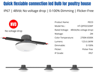 Ampoule LED Hontech DC48V 1W/2W pour cage à volailles, câble plat, installation flexible