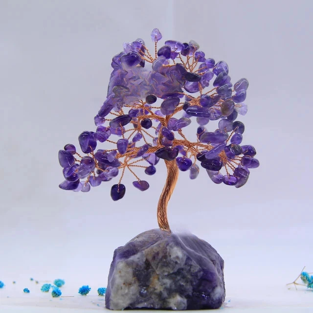 Feuilles d'améthyste avec support en fluorite violette