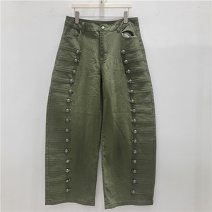 Jeans Vintage a Gamba Larga per Ragazze, Stile Streetwear Trendy, Vita Media, Decorazione con Fibbia Metallica, Silhouette Slim Fit, Lunghezza al Pavimento - Product Image 2