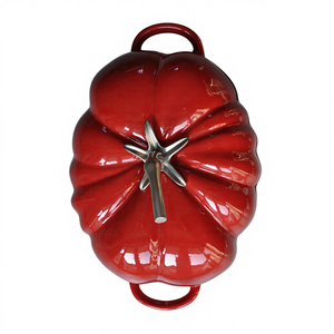 Olla Holandesa de Hierro Fundido Esmaltado Rojo de Alta Calidad con Forma de Tomate de 27 cm con Tapa Antiadherente para Cocinar en la Cocina - Product Image 3