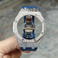 Boîtier et bracelet de remplacement Xinying Premium en acier inoxydable 316L multicolore 44 mm avec incrustation de pierres étoilées pour G-Shock GA2100 Moissanite