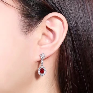 Pendientes Colgantes de Joyería Fina SGARIT con Gema de 1.5CT, Rubí Natural sin Calentar Color Sangre de Pichón, Oro Blanco de 18K, Pendientes de Gota Vintage para Mujer - Product Image 5