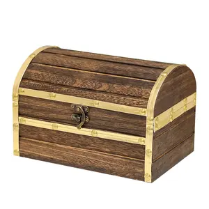Grosir Pabrik buatan tangan tradisional ukuran disesuaikan tersedia antik Vaulted atas kayu pribadi kotak harta karun
