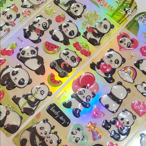 Autocollants décoratifs imperméables en gelée de panda personnalisés, imprimés en UV et gaufrés pour enfants - Product Image 1