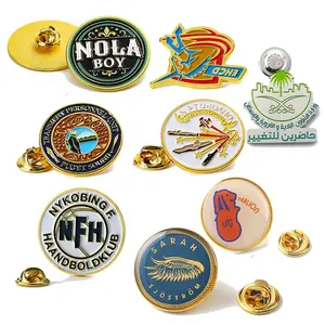 Pas de frais de moule fabricant épingles à chapeau en émail Badges bouton rond conception épingles à chapeau en métal doré Badges en résine époxy imprimés personnalisés