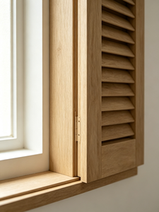 Paire de volets horizontaux en bois EFS, finition teintée, commande manuelle, design rectangulaire minimaliste, pour chambre à coucher, garantie 1 an - Product Image 2