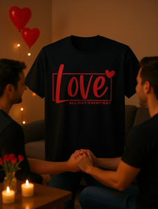 Camiseta Love All Day Every Day de algodón con estampado unisex, informal, con cuello redondo, manga corta, corte regular, camiseta de punto tipo jersey - Product Image 2