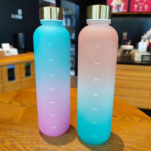Gradient Water <b>Bottle</b> 1000ml With Metal Lid For Outdoor Sports Travel Use - Product Image 3