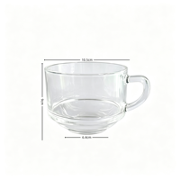 Tasses à café en verre transparent rondes avec poignées, base épaisse, mugs pour thé, lait, jus, vaisselle pour la maison, le café et les restaurants