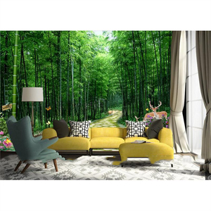 3D tươi tre rừng nghệ thuật Hình nền hoa mô hình vỏ và dính bức tranh tường không thấm nước nền tường - Product Image 3