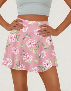 Jupe de tennis décontractée d'été à taille naturelle, coupe trapèze, avec poches, doublure anti-frottement rose en fibre de lait - Product Image 6