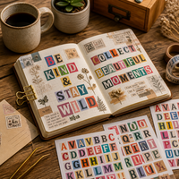 Autocollants lettres, autocollants alphabet, feuille d'autocollants personnalisés pour scrapbooking et création de cartes