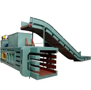 Horizontal hydraulic cardboard box baling press scrap paper baler waste carton bale machine