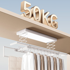 Tendedero Inteligente con Pantalla Grande, Iluminación Ajustable y Barra de Secado Extensible, Blanco, Negro, Gris - Product Image 1