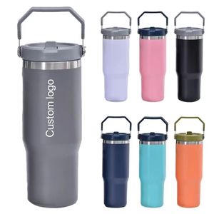Rainbow Colorful Ion Plating 30oz Stainless Steel Powder Coated Vacuum Insulated Tumbler Handle Lid 6-12 Hours Thermal - Product Image 1
