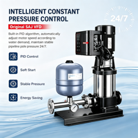 Pompa Booster Tekanan Konstan Sentrifugal Multistage Vertikal Stainless Steel 3 HP Sambungan Flens Pompa Otomatis Penuh
