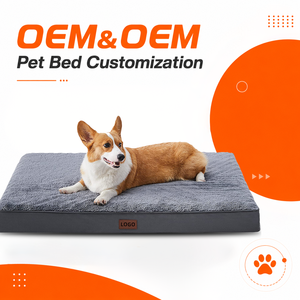 OEM ODM Double-Sided <b>Waterproof</b> Memory <b>Foam</b> Orthopedic Dog Bed Removable Washable Cover Flannel Large Flat Pet Mattress Soft Plu - Product Image 1