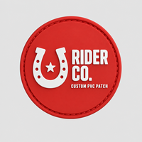 Écussons PVC en gros personnalisés avec logo de motard, design rond rouge pour marques de motos, équitation et vente au détail de mode