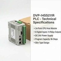 Controlador Lógico PLC Delta Original Serie DVP-SS2 Slim, Módulo Host de CPU de 14 Puntos, CC 24V, RS485