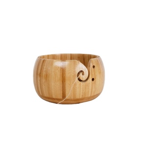 Different Sizes Handmade Wooden Bamboo Yarn Bowls Sewing Storage Knitting Needles Yarn Balls Storage Round Wood Yarn Bowl