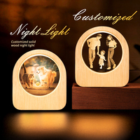 Lámpara de Noche de Cristal 3D Personalizada con Foto, Base de Madera con LED, Grabado de Imagen Personalizado, Bola de Cristal con Impresión a Color 2D, Regalo de Cristal