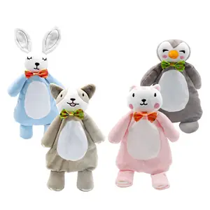 Brinquedos para bebês recém-nascidos, relaxantes, bonitos, animais dos desenhos animados, macios, toalha com chocalho, coelho, pinguim, crianças, brinquedo para carrinho