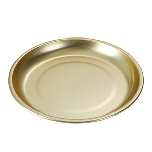 Aluminum Alloy Round Serving <b>Tray</b> Gold Color Durable Heavy Duty Kitchen Tableware For Snacks Desserts Vegetables <b>Dinner</b> Use - Product Image 3