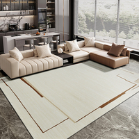 Tapis de salon moderne et artistique, gris crème abstrait, en polyester fabriqué à la machine, écologique, extra épais, non pelucheux