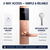 Système de serrure d'hôtel en alliage de zinc, serrure électronique sans clé, serrure RFID, serrure IC RFID, serrure de porte intelligente à carte RFID