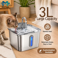 Fontaine à eau pour animaux de compagnie intelligente en acier inoxydable 3L, étanche IPX5, capteur infrarouge, pompe sans fil, automatique, pour chat et chien