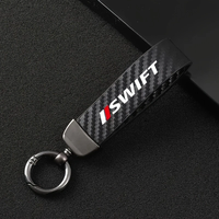 1 porte-clés pour voiture SUZUKI Swift, design en fibre de carbone noir et rouge, anneau en alliage de zinc durable, cordon en cuir PU avec tournevis